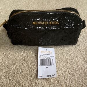 Michael Kors Black and Gold Embossed Pouch